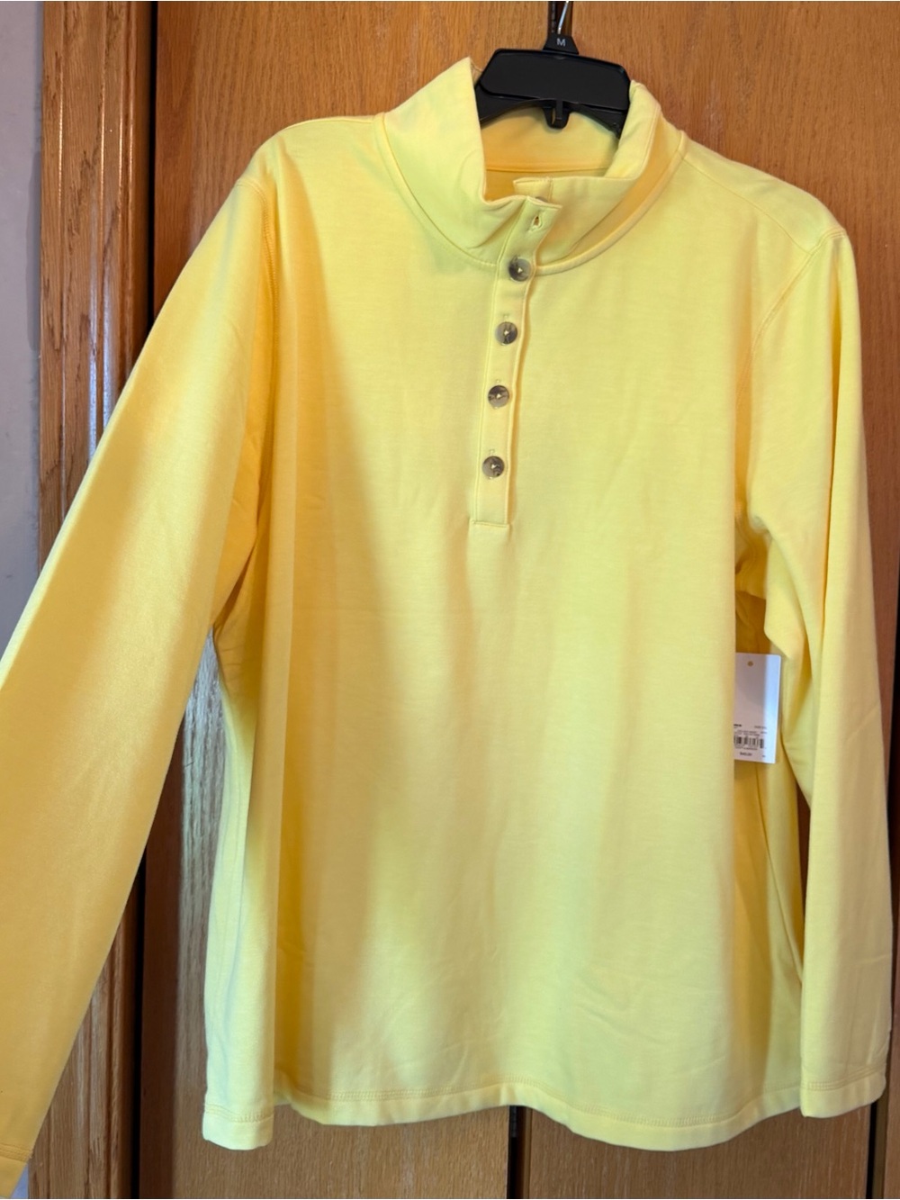 Womens Lg XL, XXL Croft & barrow Bright Yellow Long-Sleeve button Henley NEW $40